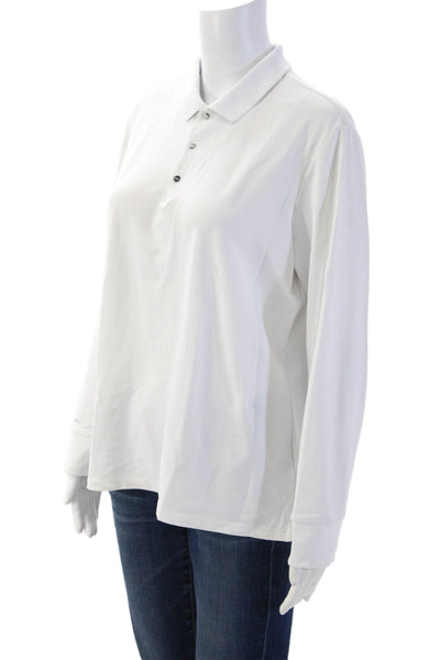 RLX Ralph Lauren Womens Basic Polo Collared Long Sleeve White Size L