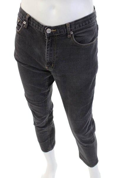 J. Mclaughlin Mens Ankle Cropped Dark Gray Denim Jeans Button Closure Size 34