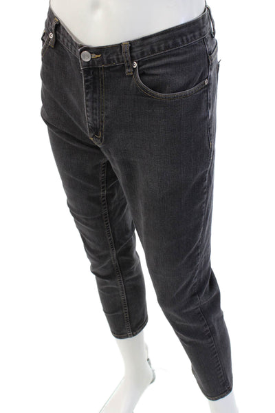 J. Mclaughlin Mens Ankle Cropped Dark Gray Denim Jeans Button Closure Size 34