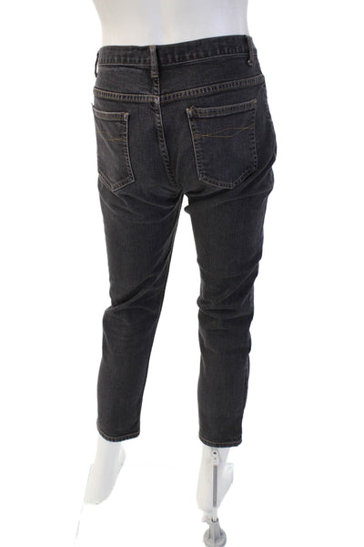 J. Mclaughlin Mens Ankle Cropped Dark Gray Denim Jeans Button Closure Size 34