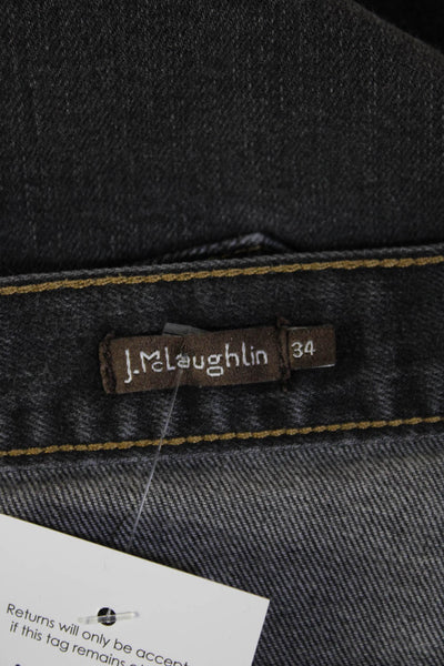 J. Mclaughlin Mens Ankle Cropped Dark Gray Denim Jeans Button Closure Size 34