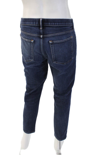 Everlane Mens Skinny Cropped Ankle Dark Blue Jeans Button Size 33