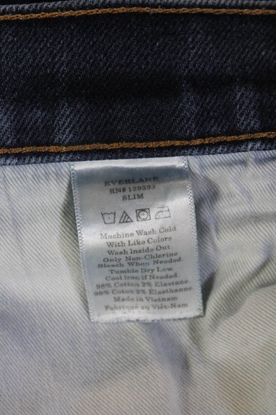Everlane Mens Skinny Cropped Ankle Dark Blue Jeans Button Size 33