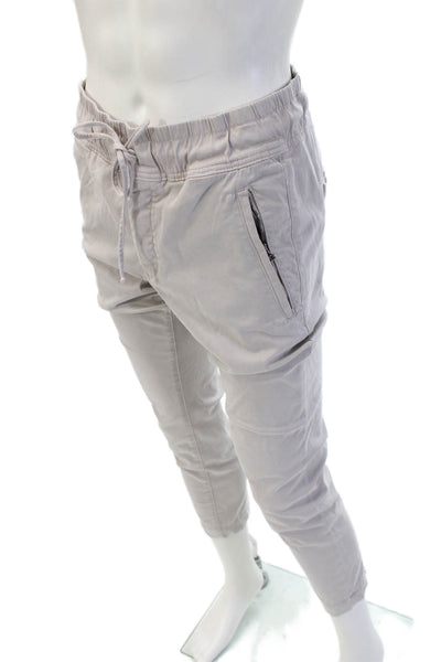 Cotton Citizen Mens Cropped Jogger Pants Beige Drawstring Size M