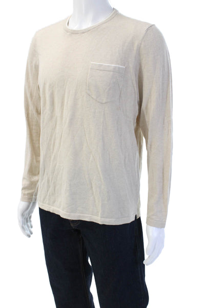 J. Mclaughlin Mens Classic Crew Neck Sweater Beige Long Sleeve Size M