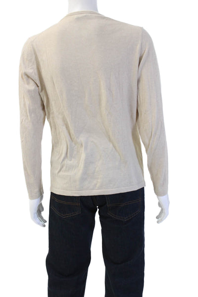 J. Mclaughlin Mens Classic Crew Neck Sweater Beige Long Sleeve Size M