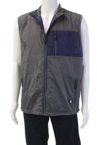 Johnnie-o Mens Dark Gray Windbreaker Vest Sleeveless 100% Nylon Size L