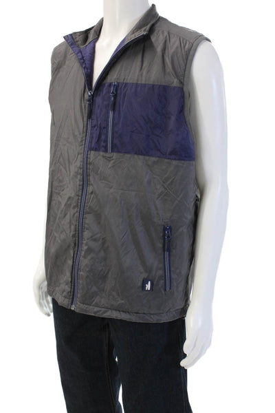 Johnnie-o Mens Dark Gray Windbreaker Vest Sleeveless 100% Nylon Size L