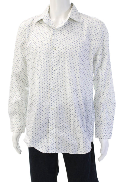 Bonobos Mens Geometric Collared Long Sleeve button-Down Shirt White Size 34
