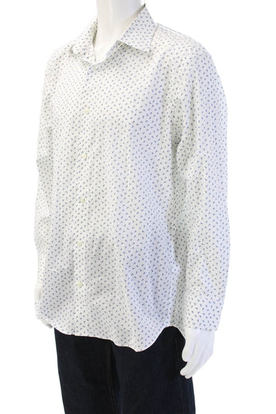 Bonobos Mens Geometric Collared Long Sleeve button-Down Shirt White Size 34