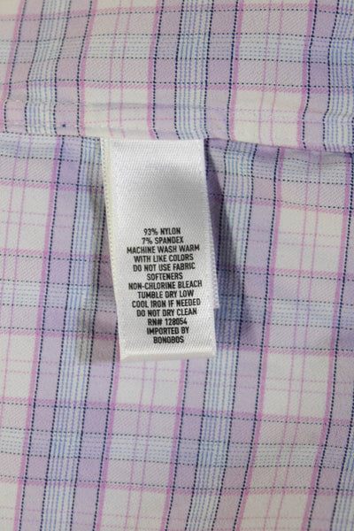 Bonobos Mens Plaid Print Collared Long Sleeve Button-Down Shirt Pink Size L