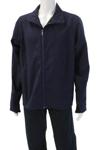 Nau Mens Dark Blue Windbreaker Collared Zip Long Sleeve Size L