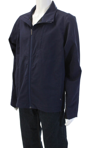 Nau Mens Dark Blue Windbreaker Collared Zip Long Sleeve Size L