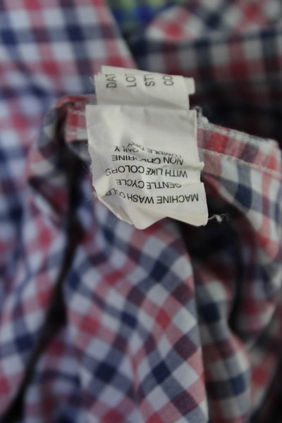 Johnnie-o Mens Cotton Plaid Collared Long Sleeve Button-Down Shirt Red Size L