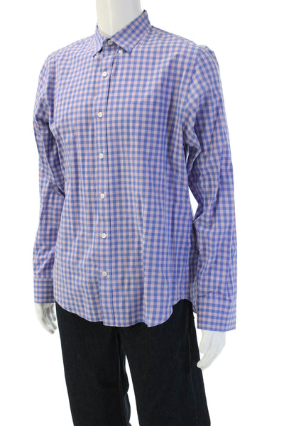 Bonobos Mens Checkered Collared Long Sleeve button-Down Shirt Blue Size L