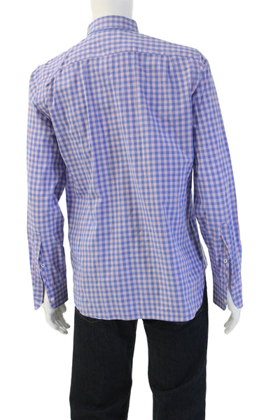 Bonobos Mens Checkered Collared Long Sleeve button-Down Shirt Blue Size L