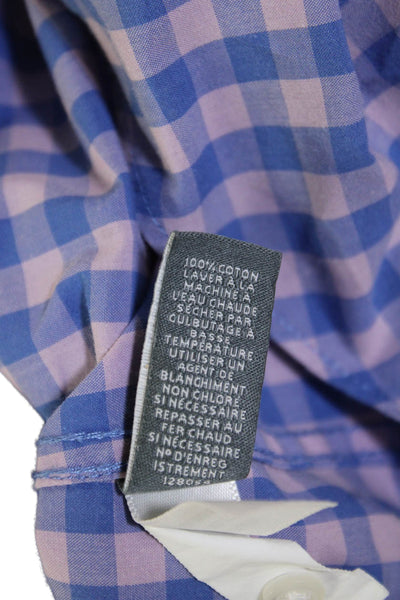 Bonobos Mens Checkered Collared Long Sleeve button-Down Shirt Blue Size L