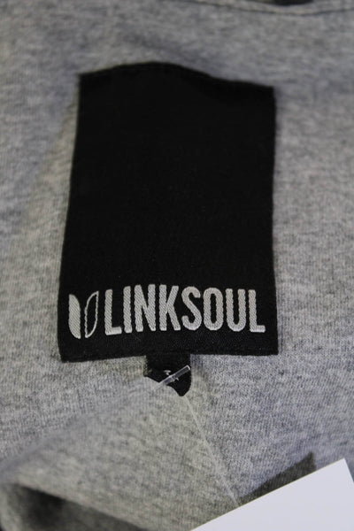 Linksoul Mens Dark Gray Striped Windbreaker Jacket Drawstring Outdoor Size L