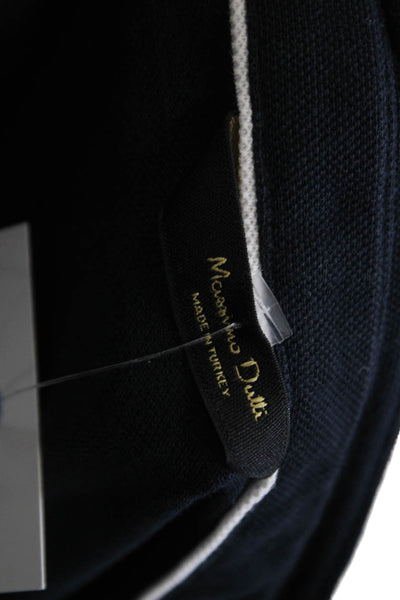 Massimo Dutti Mens Stand-Up Band Collar Polo Black Cotton Short Sleeve Size L