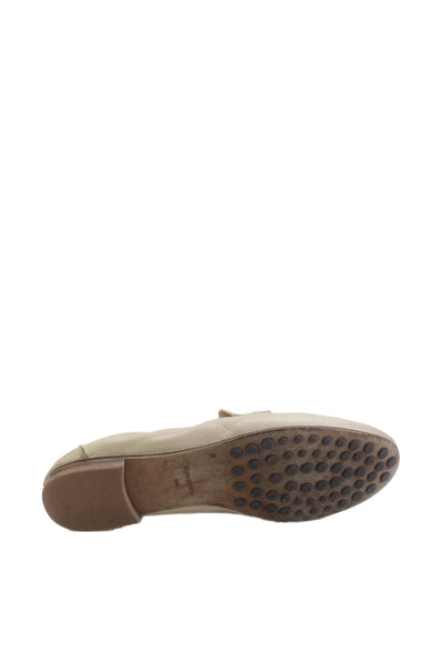 Tory Burch Womens Leather Slip On Loafers Beige Size 7.5M