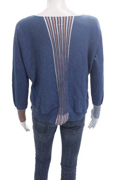 Zaket & Plover Women Pullover Polka Dot Blue Cashmere Blend 3/4 Sleeve Size XS