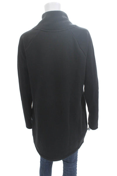 Athleta Womens Tunic Sweatshirt Black Mock Neck Zip Long Sleeve Size S