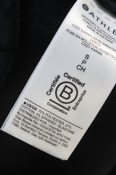 Athleta Womens Tunic Sweatshirt Black Mock Neck Zip Long Sleeve Size S