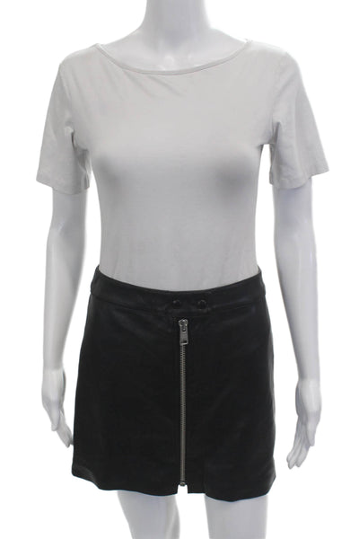 Allsaints Women Black Mini Straight Pencil Skirt 60% PU 40% Polyester Size 2