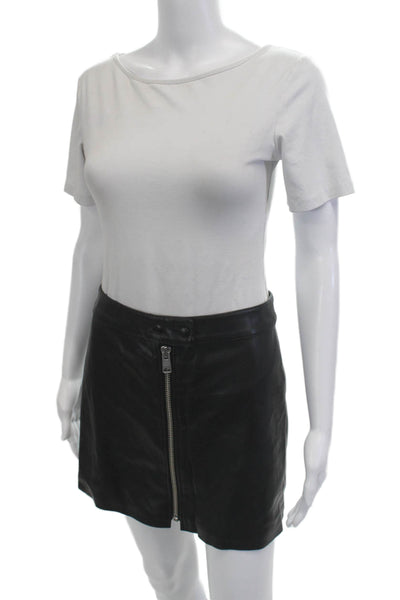 Allsaints Women Black Mini Straight Pencil Skirt 60% PU 40% Polyester Size 2
