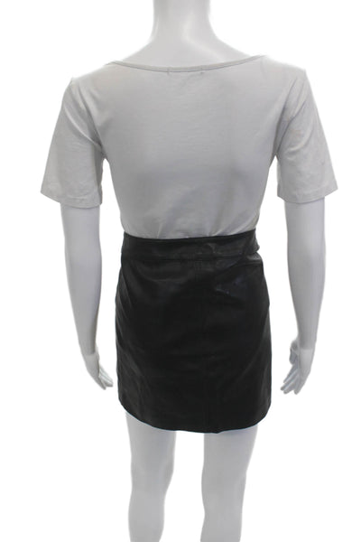Allsaints Women Black Mini Straight Pencil Skirt 60% PU 40% Polyester Size 2