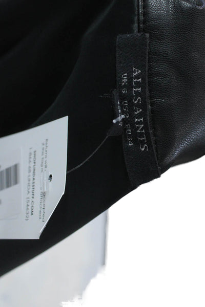 Allsaints Women Black Mini Straight Pencil Skirt 60% PU 40% Polyester Size 2