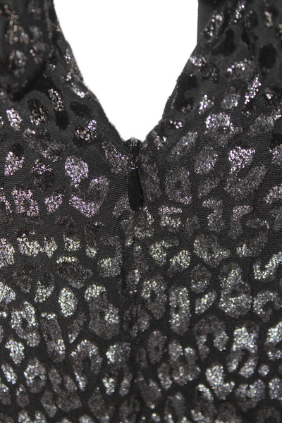 Allsaints Women Mini Shift Dress Black Leopard Crew Neck Long Sleeve Size 4