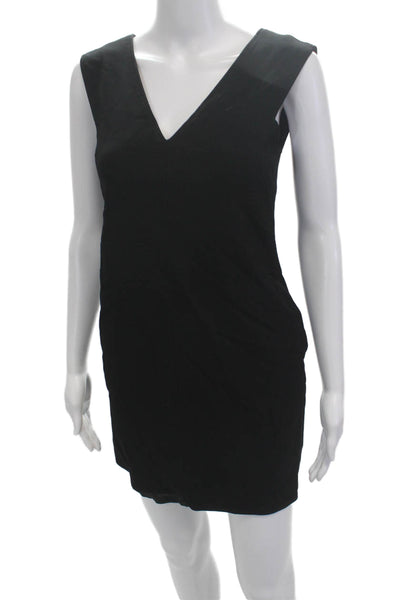 Rag & Bone Women Sheath Mini Dress Black V-Neck Sleeveless Poly Blend Size XS