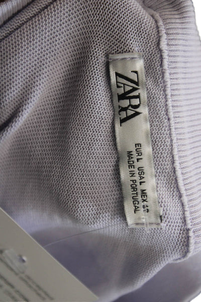 Zara Women T-Shirt Short Sleeve Purple Graphic Cartoon Crew Neck Size L