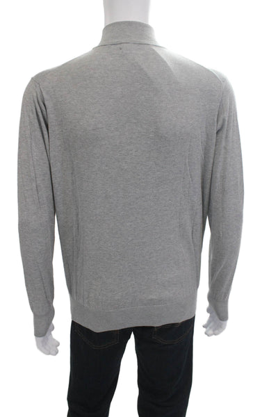 Peter Millar Mens Pullover Gray Mock Neck Zip Cotton Silk Size M