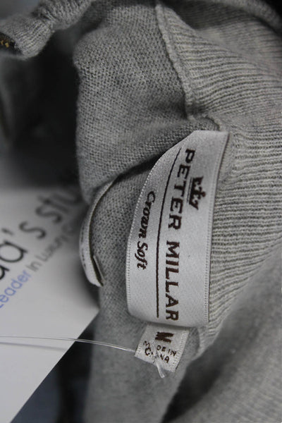Peter Millar Mens Pullover Gray Mock Neck Zip Cotton Silk Size M