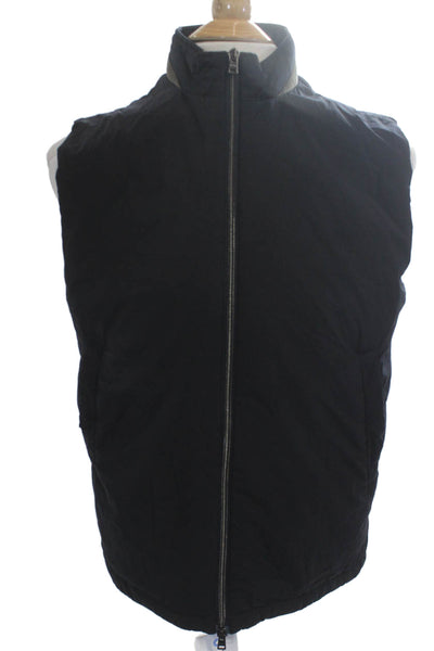 Herno Mens Quilted Windbreaker Vest Black Zip High Neck Size 50