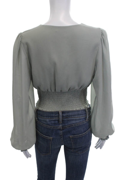 Wilfred Womens Cropped Blouse Gray V Neck Long Sleeve Rayon Spandex Size S