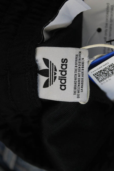 Adidas Mens Sweatpants Black Striped Drawstring Polyester 90s Size S