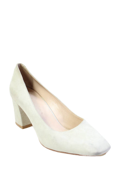 Maryam Nassir Zadeh Womens Block Heel Square Toe Pumps Beige Suede Size 38