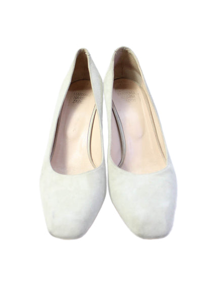 Maryam Nassir Zadeh Womens Block Heel Square Toe Pumps Beige Suede Size 38