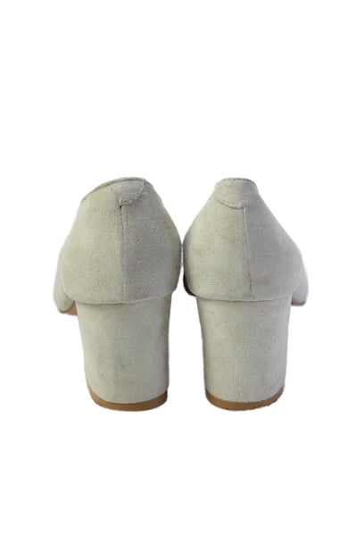 Maryam Nassir Zadeh Womens Block Heel Square Toe Pumps Beige Suede Size 38