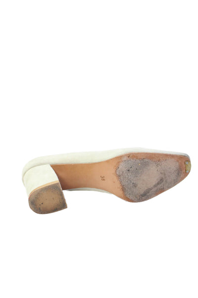 Maryam Nassir Zadeh Womens Block Heel Square Toe Pumps Beige Suede Size 38