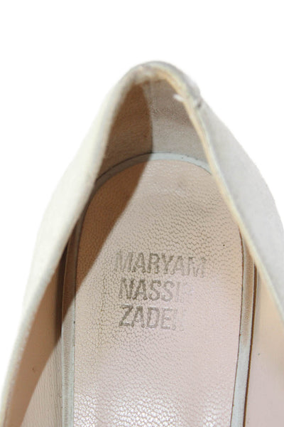 Maryam Nassir Zadeh Womens Block Heel Square Toe Pumps Beige Suede Size 38