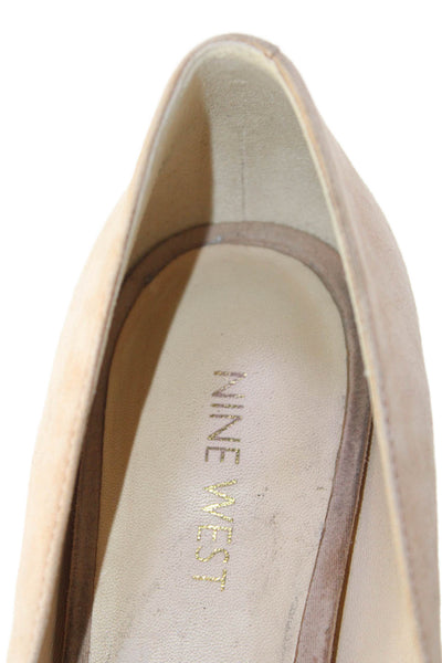Nine West Womens Slip On Stiletto Heel Pointed Toe Pumps Brown Suede Size 8.5