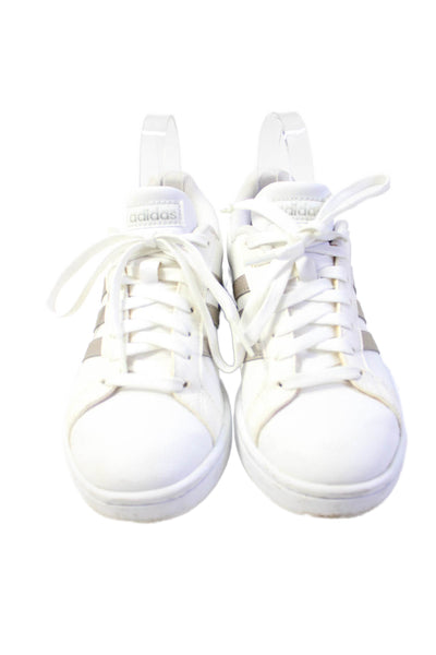Adidas Womens Leather Cloudfoam Comfort Low Top Sneakers White Size 7
