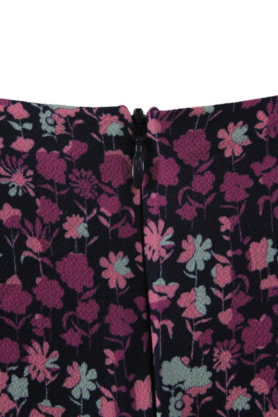 French Connection Women Maxi Dress Black Floral 3/4 Sleeve Mid-Calf Size 10
