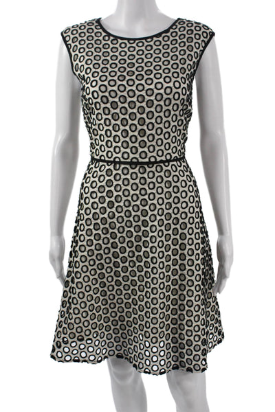 J Crew Women A-Line Black Cotton Geometric Sleeveless Dress Size 4
