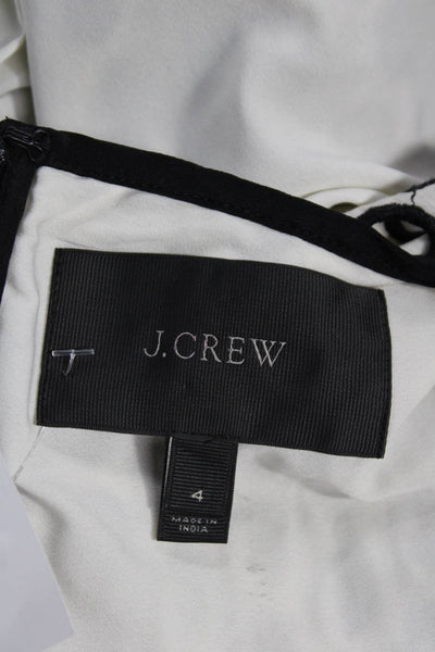 J Crew Women A-Line Black Cotton Geometric Sleeveless Dress Size 4