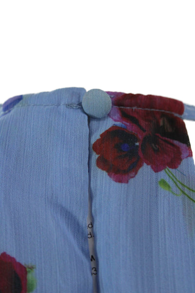 Y.A.S Women Maxi Sundress Light Blue Floral High Neck Sleeveless Size M